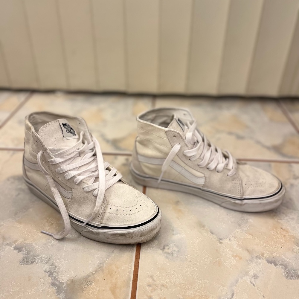 Vans SK8 HI Turtledove/TAN/ WHITE--WOMEN'S SIZE 7.5! US MEN 6.0